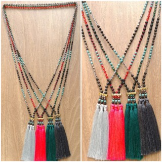 tassels necklace beads black larva stone fashion accessories wholesale price